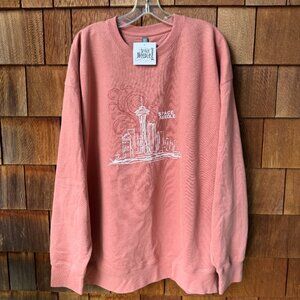 NWT Seattle Space Needle Skyline Long Sleeve Terracotta Cozy Sweatshirt in 2X